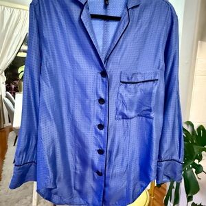 rag & bone 100% Silk Blue Button-Up Shirt - Lightweight Relaxed Fit
